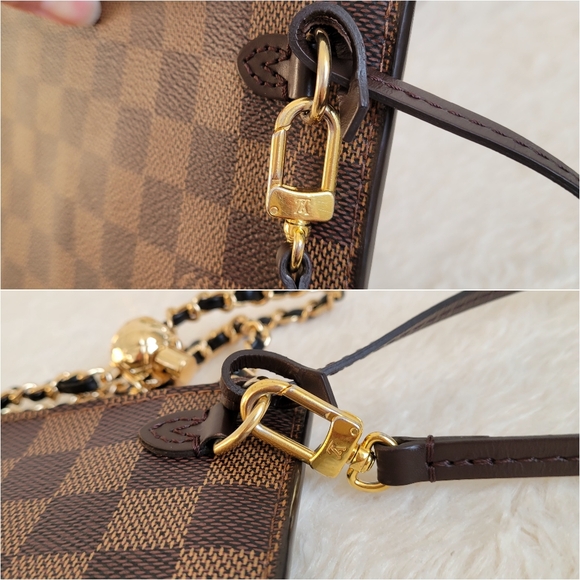 💕LOUIS VUITTON Neverfull Damier Ebene "CERISE" Mm/Gm Clutch Wristlet Crossbody - Picture 8 of 16